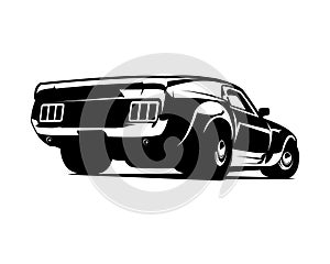 ford Mustang 1974 silhouette. premium vector design. isolated white background showing from behind bottom.