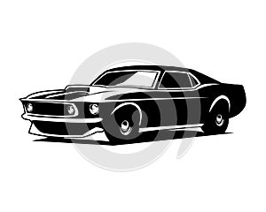 ford mustang 429 car. vector silhouette isolated on a white background showing from the side.