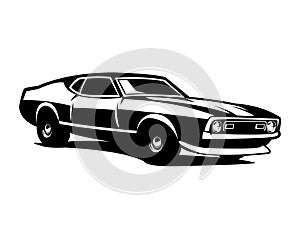 ford mustang car vector design silhouette. isolated white background view from side.