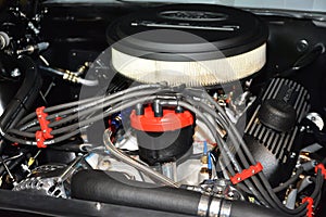 1965 Ford Mustang Fastback motor engine at 25th Trans Sport Show in Pasay, Philippines