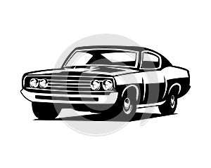 ford torino cobra car logo silhouette. isolated on white background side view.