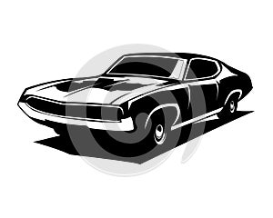 ford torino cobra car silhouette vector illustration. isolated white background view from side.