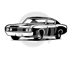 ford torino cobra car vector design silhouette. isolated white background view from side.