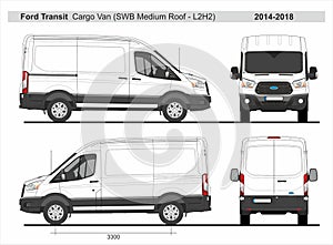 Ford Transit Cargo Van SWB Medium Roof L2H2 2014-2018