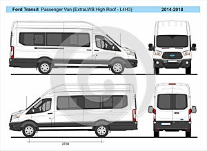 Ford Transit Passenger Van ExtraLWB High Roof L4H3 2014-2018