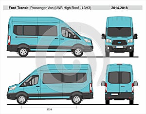 Ford Transit Passenger Van LWB High Roof L3H3 2014-2018