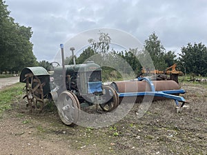 Fordson tractor parked up by the side of the road