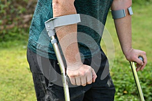 The forearm crutches. photo
