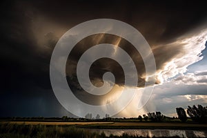 Foreboding dark and gloomy clouds during a massive storm