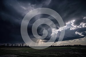 Foreboding dark and gloomy clouds during a massive storm