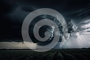 Foreboding dark and gloomy clouds during a massive storm