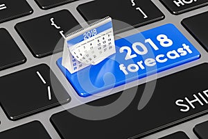 2018 forecast concept on the keyboard, 3D rendering