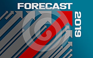 Forecast 2019 concept with red arrow