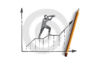 Forecast, graph, growth, progress, diagram concept. Hand drawn isolated vector.