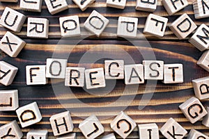 Forecast wooden cubes with letters