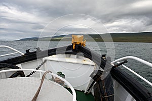 Forecastle of a boat going to the sea on a stormy day