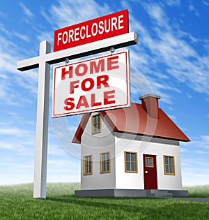 Foreclosure Home For Sale Sign And House