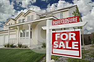 Foreclosure Home For Sale Sign & House photo