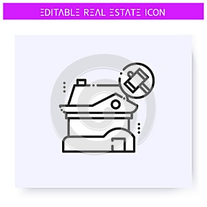 Foreclosure house line icon. Editable