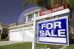 Foreclosure For Sale Real Estate Sign and House