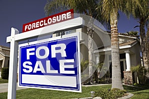 Foreclosure For Sale Real Estate Sign and House