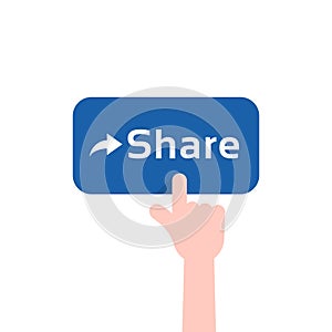 Forefinger press on blue share button