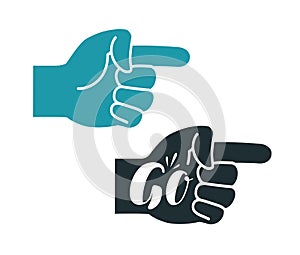 Forefinger symbol or icon. Index finger, go, direction, orientation hand gesture. Vector illustration