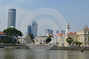 Colonial architecture and Victoria Theatre and Concert Hall. Singapore