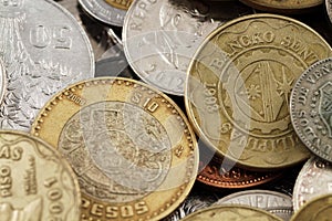 Foreign Coins Close Up