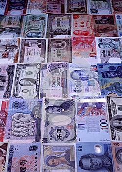 Foreign currencies notes photo