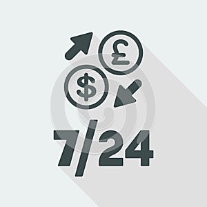 Foreign currency exchange 7/24 - Dollar - sterling - Vector web icon