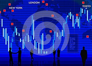 Foreign currency exchange market scene