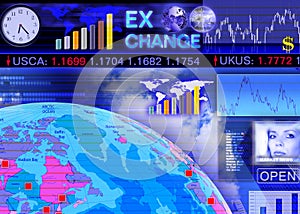 Foreign currency exchange market scene