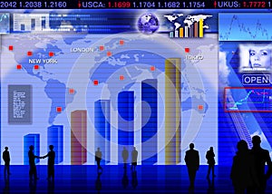 Foreign currency exchange market scene