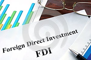 Foreign direct investment FDI form on a table.