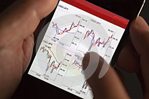 Foreign exchange market chart at smart phone