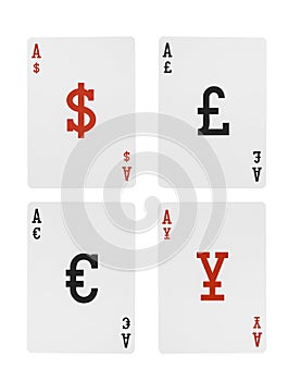 Foreign Exchange Playing Cards Aces Dollar Euro Po