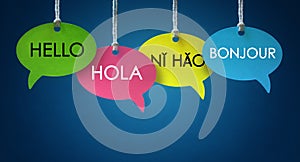Foreign language communication speech bubbles
