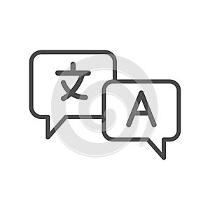 Foreign language vector line icon. Online translation vector symbol. Multilingual online translator