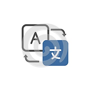 Foreign language vector line icon. Online translation vector symbol. Multilingual online translator