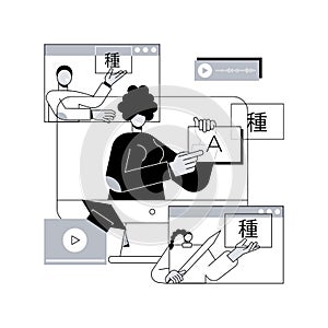 Foreign language workshop abstract concept vector illustration.