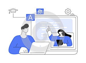 Foreign language workshop abstract concept vector illustration.