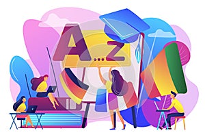 Foreign language workshop concept vector illustration.