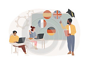Foreign language workshop isolated concept vector illustration.