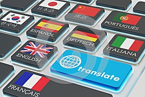 Foreign languages translation concept, online translator