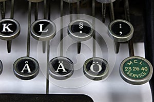 Foreign letters on an old typewriter