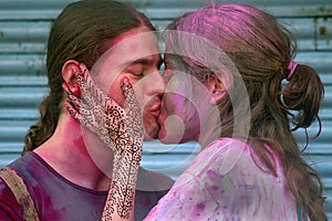 Foreigners Celebrating Holi