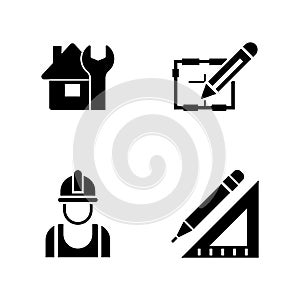 Foreman equipment. Simple Related Vector Icons