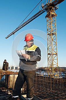 Foreman worker at construction site