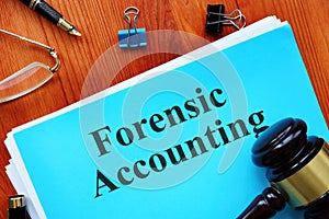 Forensic accounting is shown on the business photo using the text